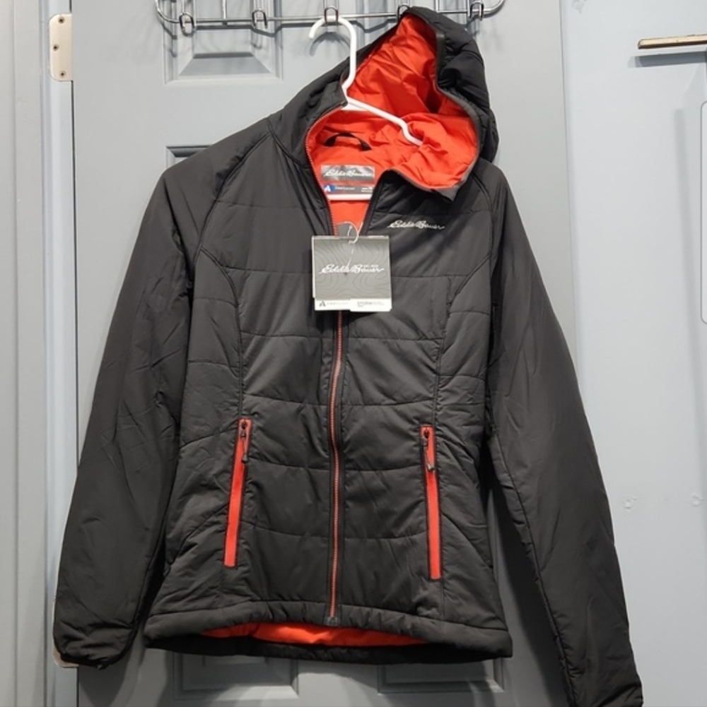 NWUT Eddie Bauer Ignitelite Flux Hooded Jacket First Ascent Gray Poppy Orange XS